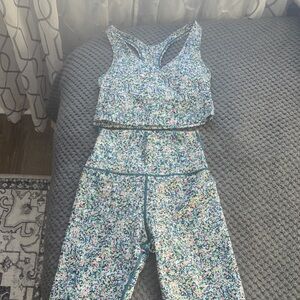 Floral Sports Bra and Biker Short Set